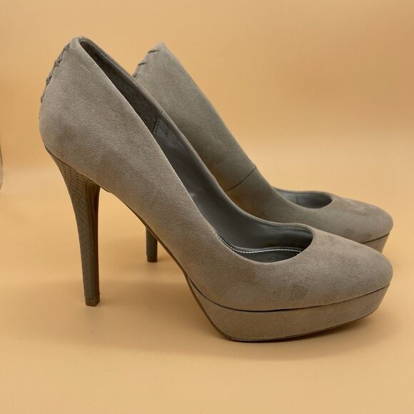 Jennifer Lopez Lucille Platform Pumps Women's 7.5M Grey Faux Suede Stiletto Heel - Picture 7 of 16